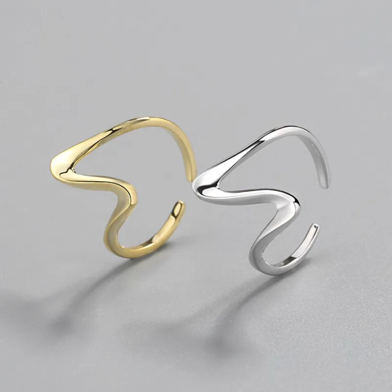Silver Color Creative Waves Design Rings for Women Geometric Rings Party Jewelry Accessories Wholesale