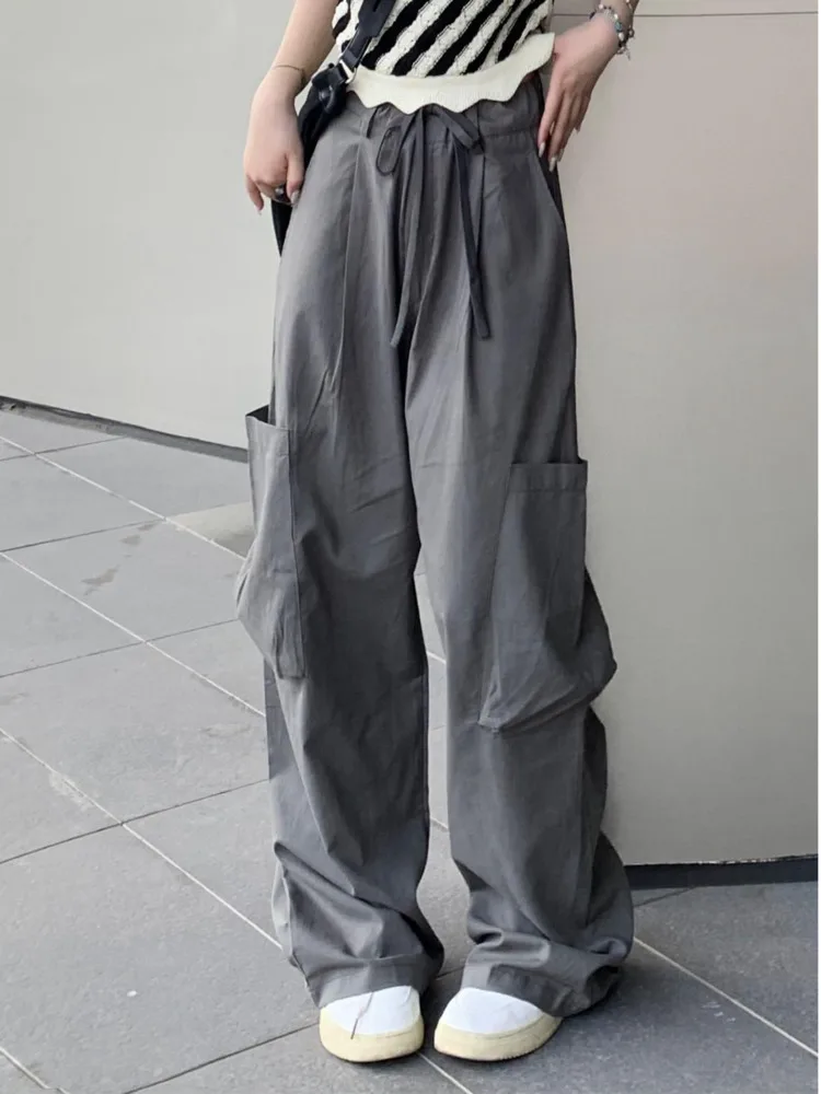 

American Retro Casual Pants Women's 2023 Summer Quality Loose Straight Barrel High Waist Work Floor Wide Leg Pants