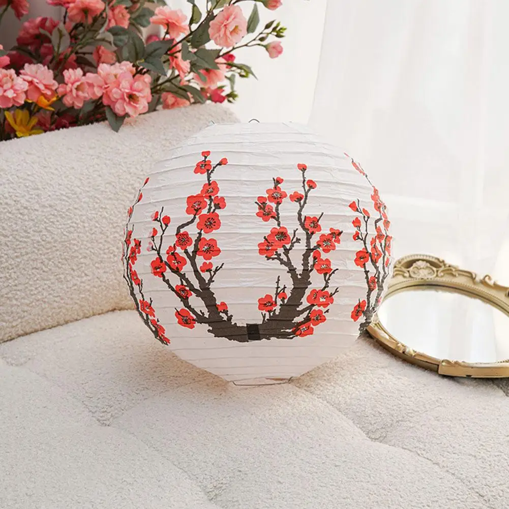 Plum Blossom Round Paper Lantern Lamp 30/35cm Chinese Oriental Style Spring Festival Restaurant Wedding Home Decor Gifts