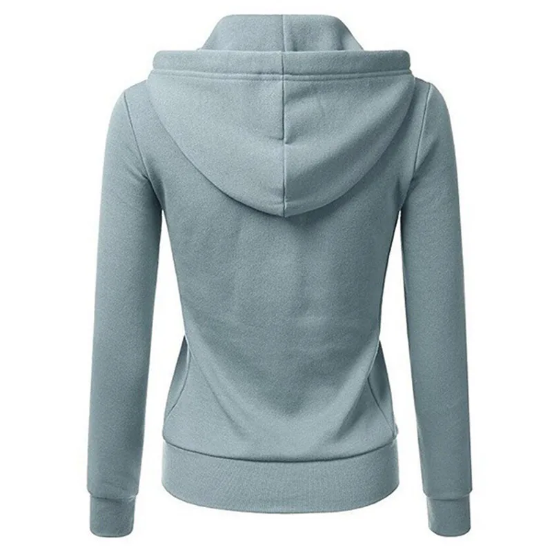 Casual Hoodies Women Autumn Winter Cardigan Solid Color Long Sleeve Hoodie Pockets Zipper Sports Coat Hoodie Women Clothing