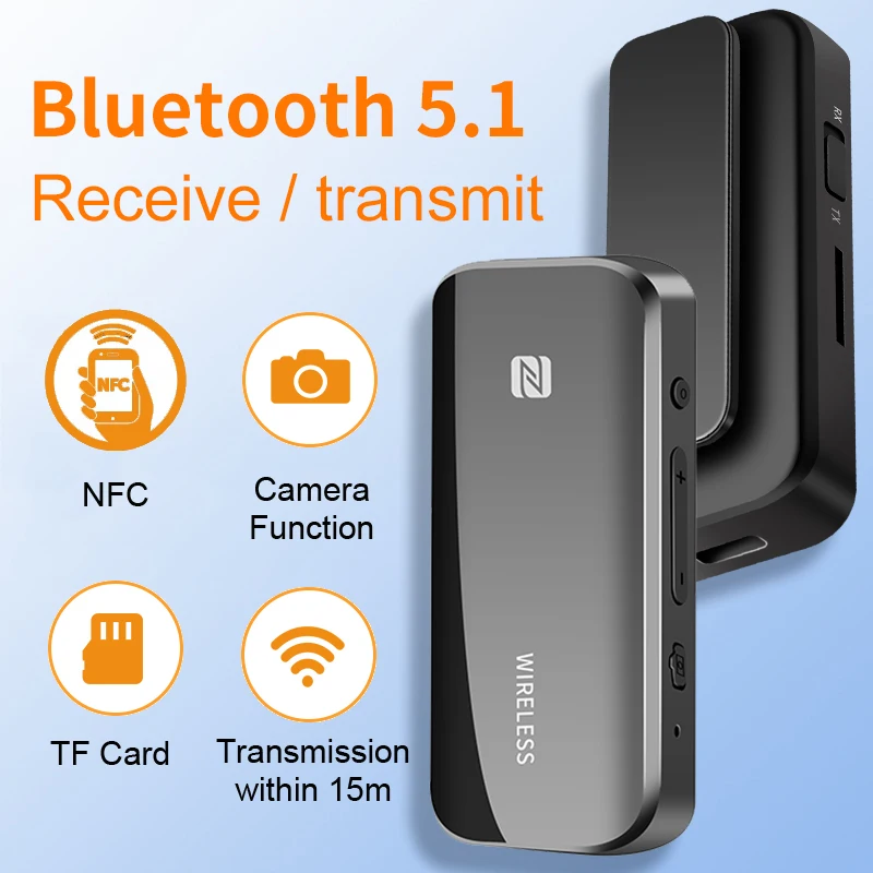 

Receiver Transmitter Bluetooth 5.1 Audio NFC TF Card Wireless Adapter Dongle With Mic for TV PC Headphones Stereo Car HIFI Audio