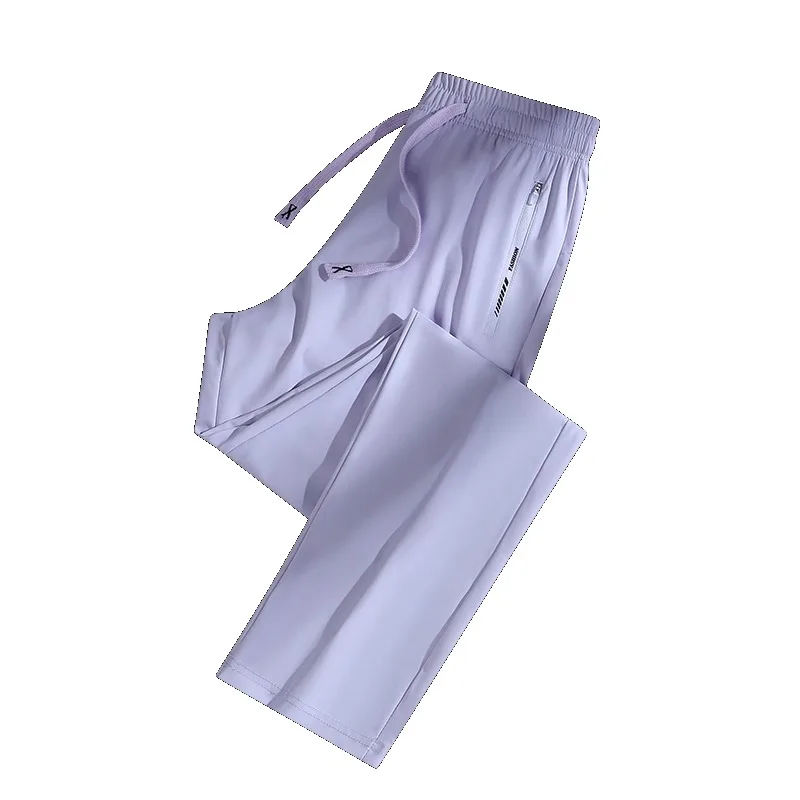 2024 Summer New Unisex Ice Silk Elastic Couple Sports Pants 10 Color Casual Versatile UV Resistant Lightweight Wide Leg Pants