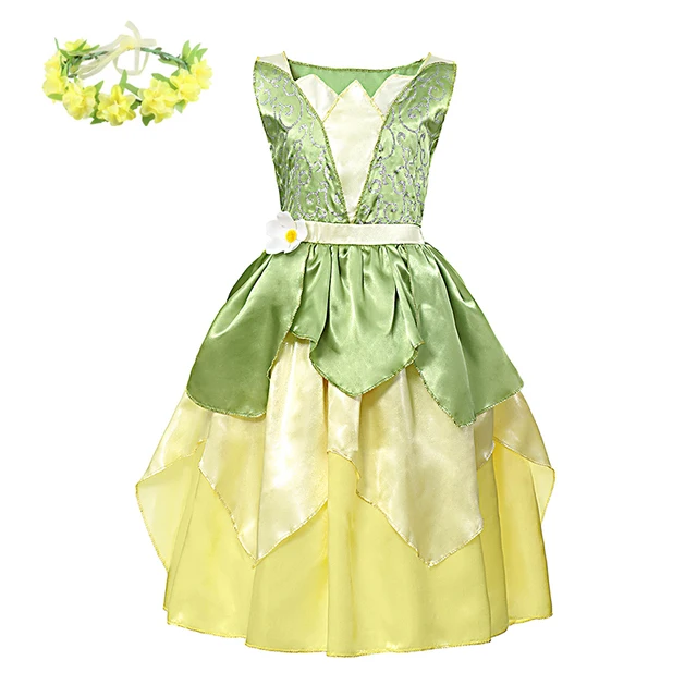 thumbnail image 1 of Disfraz de Tiana de Hada de Navidad para niñas, vestido de princesa de campana Tinker, alas de elfo, diadema, varita, vestidos de fiesta de cumpleaños elegantes, 1 of 5