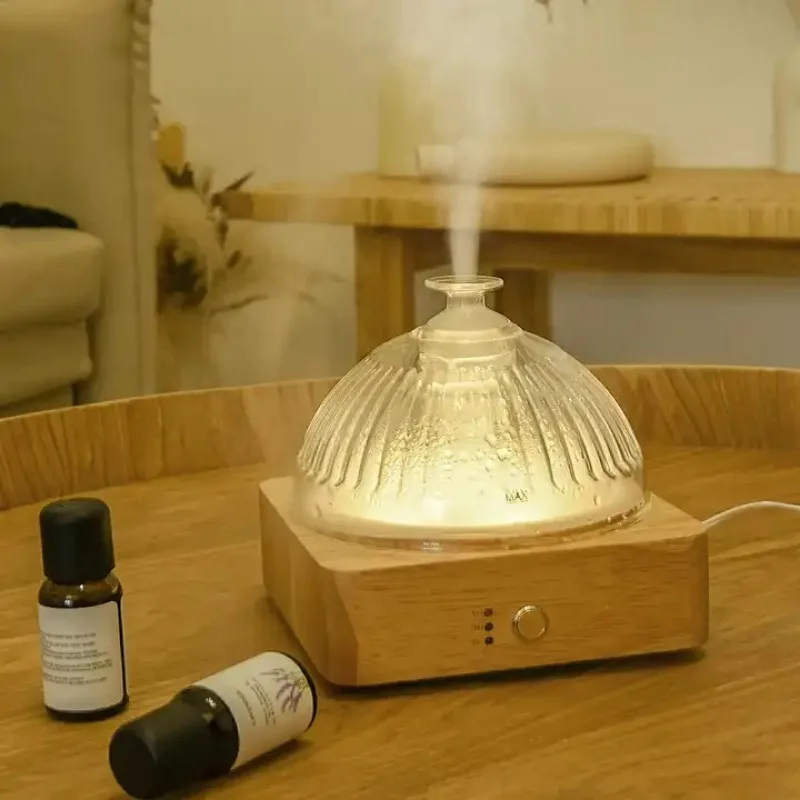 

Essential Oil Diffuser Wood Base Glass Home Ambient Diffuser Cool Mist Aroma Electric Aromatic Oasis Office Scent Machine