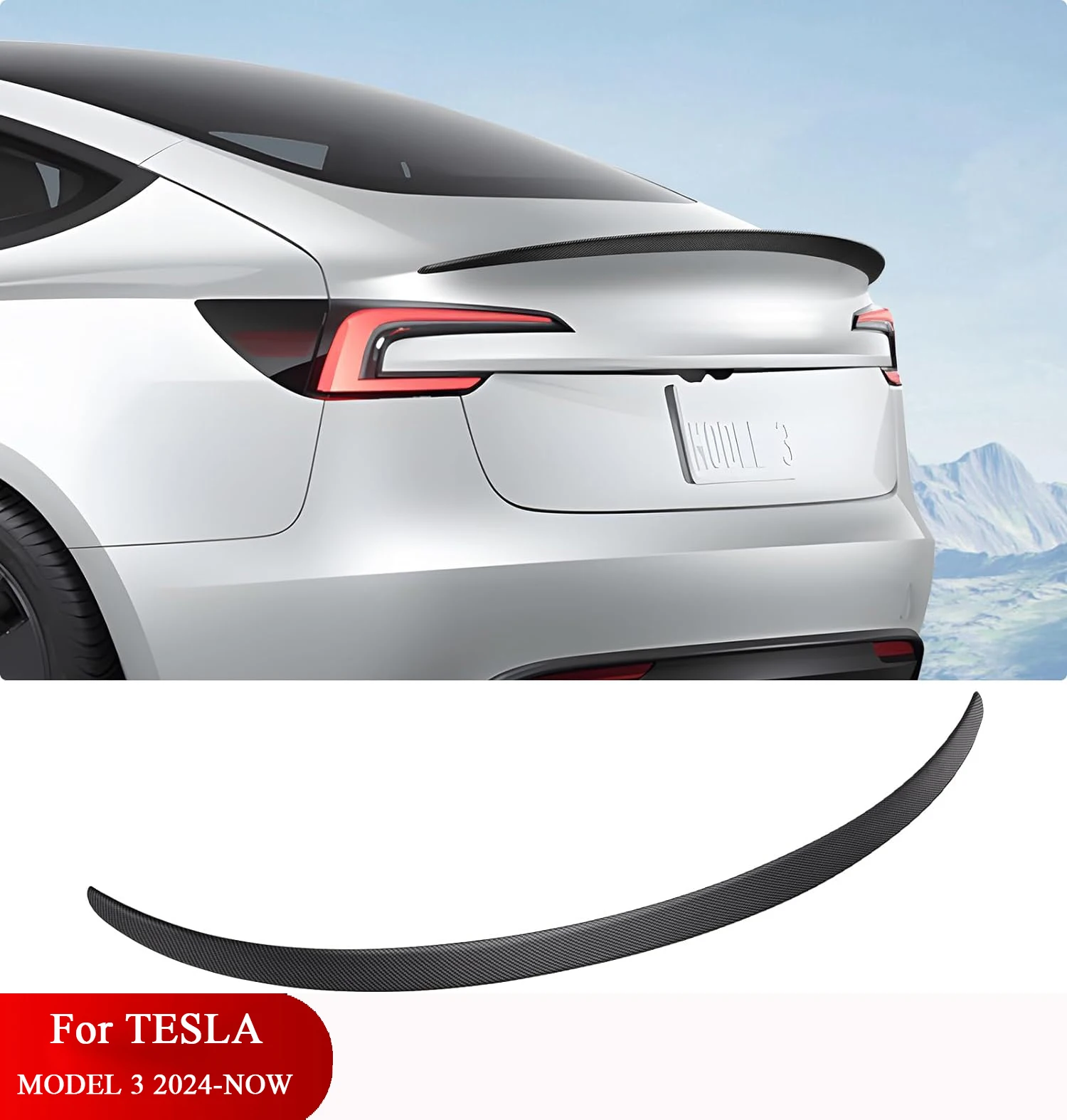 

Спойлер для Tesla Model 3 2024 Highland OEM, задний спойлер, характеристики крыла, аксессуары для губ заднего багажника (не подходит для модели 3 2017-2023)