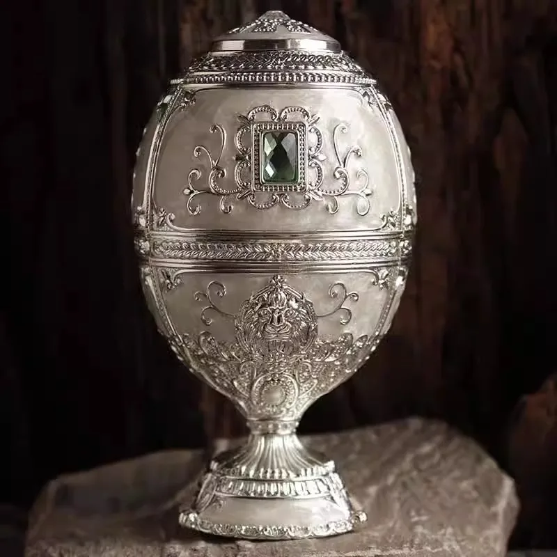 European Style Automatic Toothpick Box Decoration, Creative Gift, Toothpick Jar with Metal Egg Shaped Toothpick Barrel