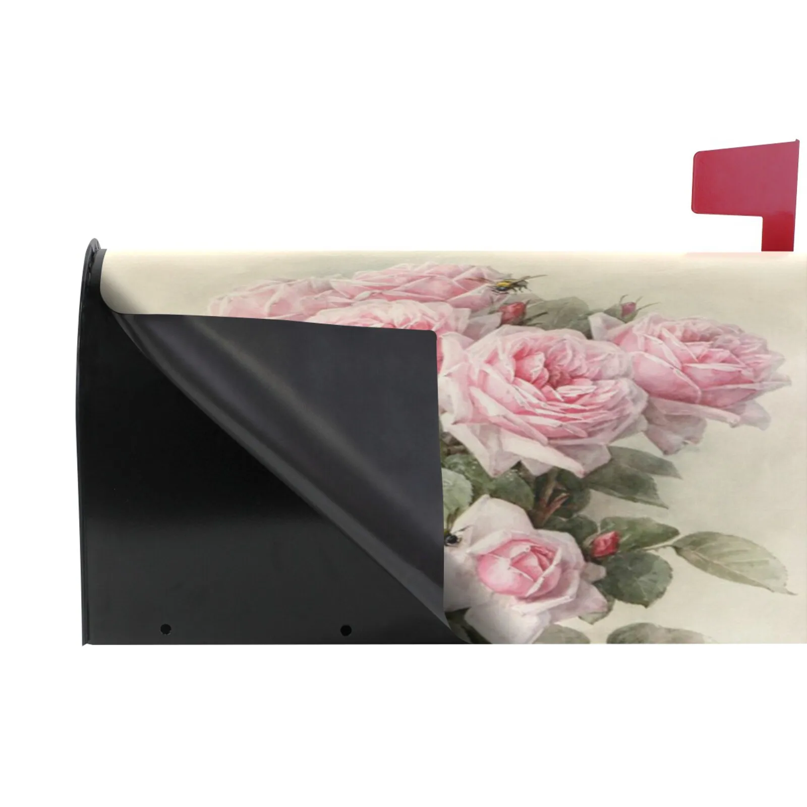 Vintage Shabby Chic Pink Rose Mailbox Cover Magnetic Wrap Standard Size Letter Post Box Cover Protector Outdoor Garden Decor