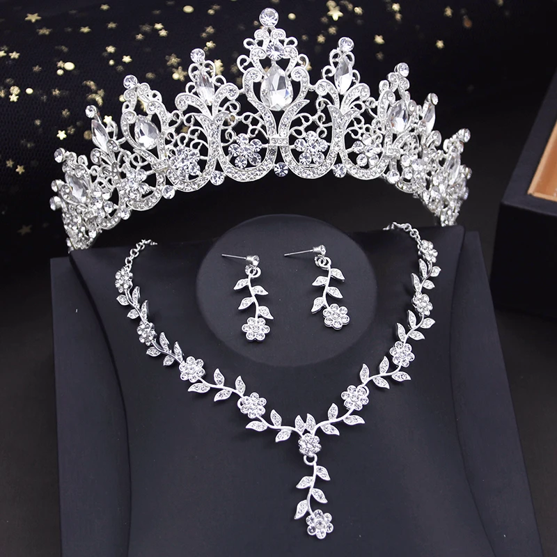 Bridal Jewelry Sets Luxury Crown Bride Jewelry Sets Women Tiaras Set Choker Necklace Earring Prom Bridal Wedding Costume Accessories