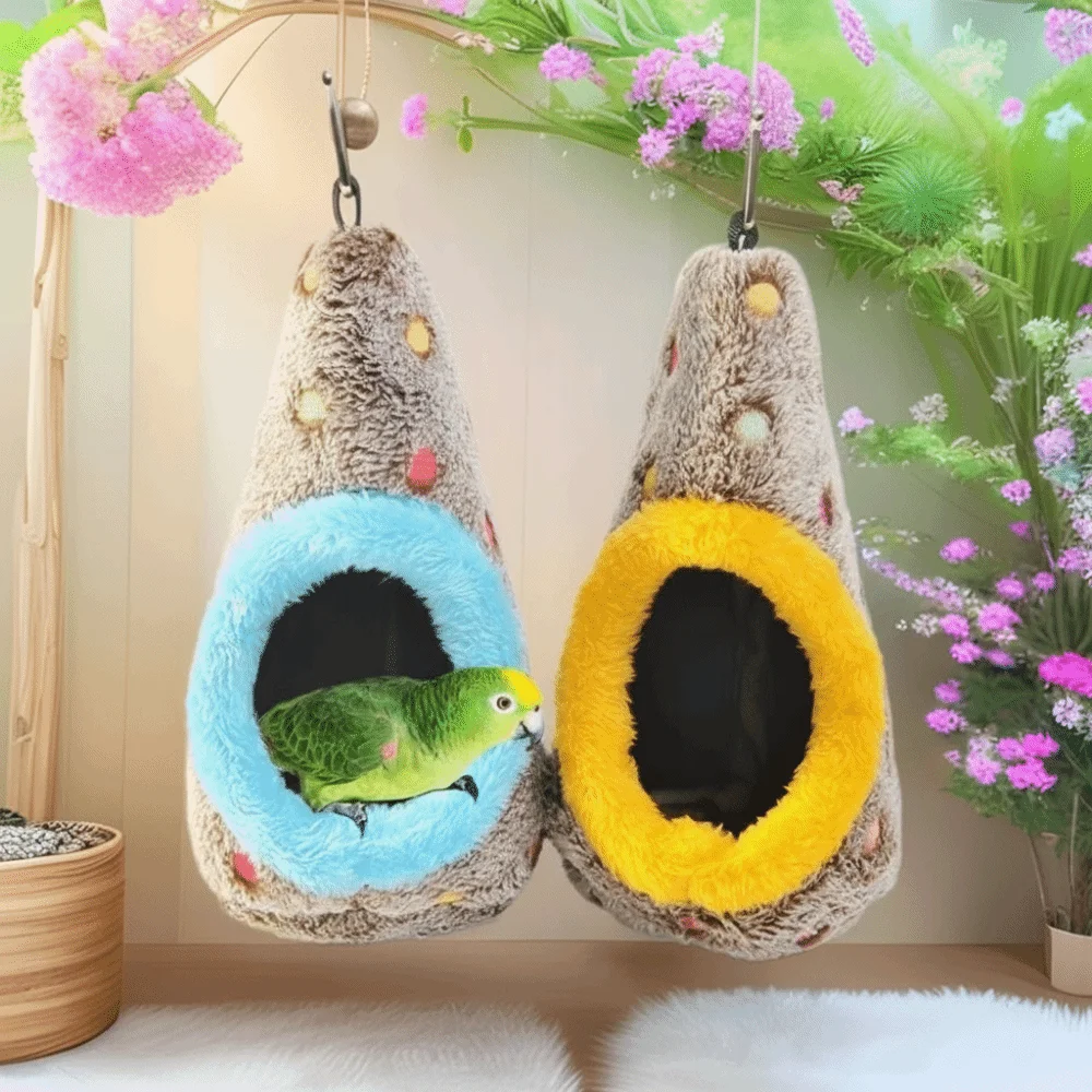 Cute Warm Egg-Shaped Bird Nest Thickened Fleece Bird Hammock Breathable Cozy Plush Birds House For Bird Cage