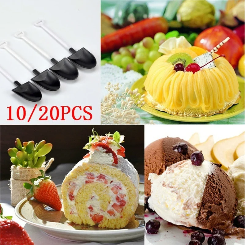 10/20/30/50Pcs Plastic Disposable Mini Shovel Spoon Potted Ice Cream Cake Spoon Kids Dessert Tea Coffee Spoons Party Supplies