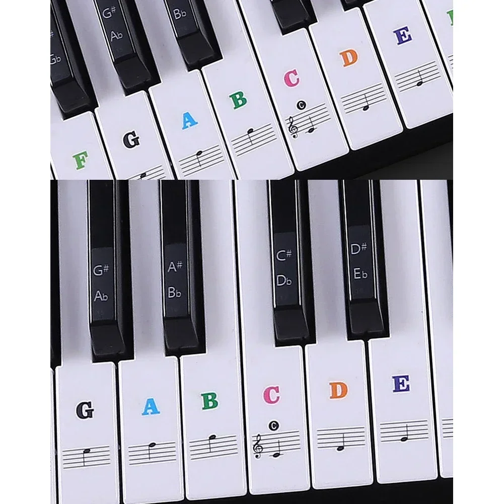 Piano Keyboard Sticker Note Beginner Colorful Transparent 22.7 * 24.6cm For 88 61 54 49 37Key Keyboard Stickers