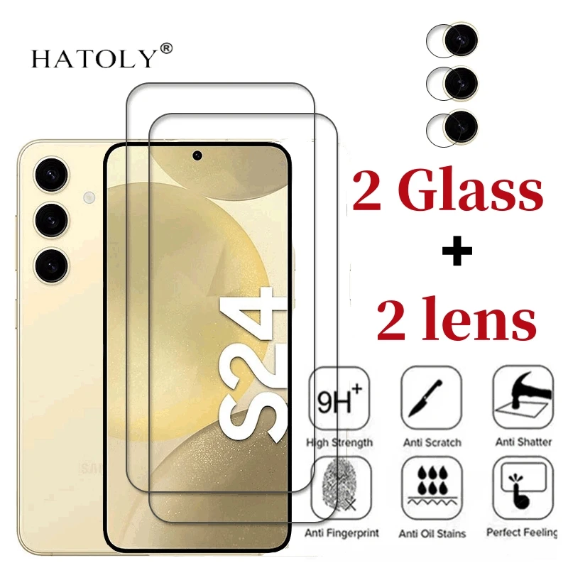Per Vetro Samsung Galaxy S24 Vetro Temperato Samsung S24 Ultra Plus Screen Protector Len Film Clear Full Glue Glass Galaxy S24 5G