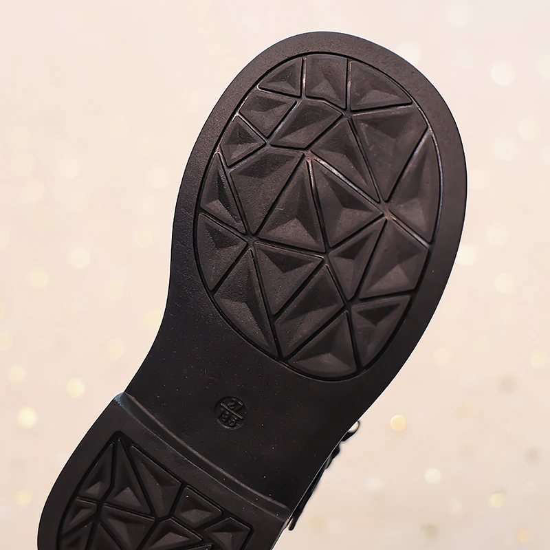 Leather Girls Mary Jane Flats with Beaded Bow for Autumn