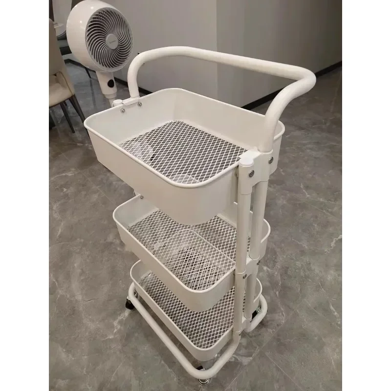 2/3/4-Tier Carbon Steel Trolley with Wheel Bar Kitchen Bathroom Bedroom Storey Snacks Storage Rack cart Makeup Organizer c