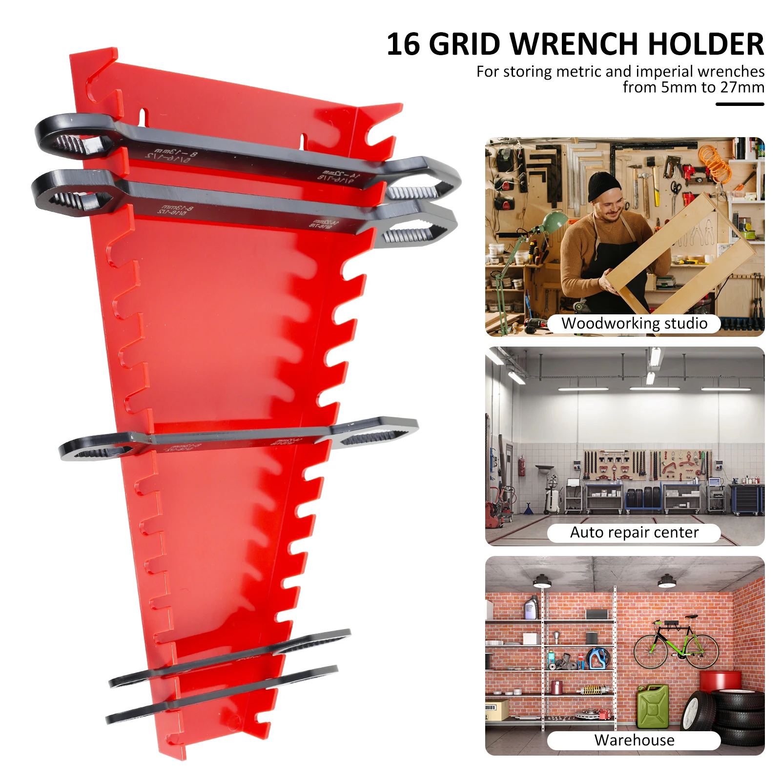 2Pcs Wrench Organizer Wrench Storage Rack Plastic Spanner Tools Holders Standard Spanner Wrench Storage Tools Rack Holders 4