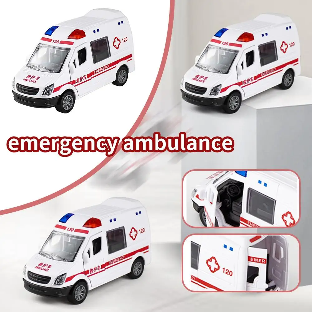 1:32 Hospital Simulation Ambulance Car ABS Early Education Toys Ambulance Can Open Door Models Vehicle For Children Boys Gifts 5