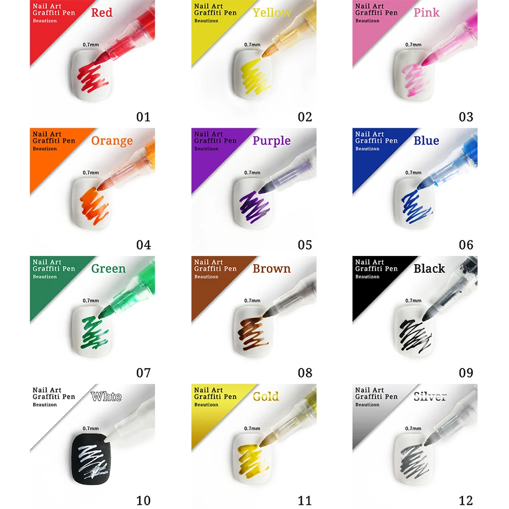 Nail Art Drawing Pen 12/18/24Colors Graffiti Acrylic Pen Waterproof Painting Liner DIY 3D Abstract Colorful Beauty Manicure Tool 2