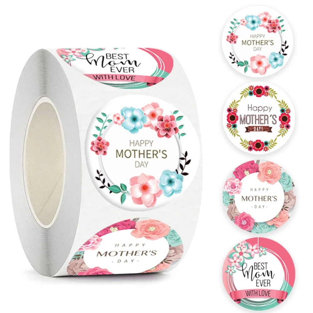 50-500pcs Happy Mothers Day Stickers Round Thank You Stickers For Gift Cards Decoration Envelope Seals Gift Wrap Party Favor thank you stickers decorative stickers decorative labels stickers self adhesive stickers adhesive stickers paper stickers