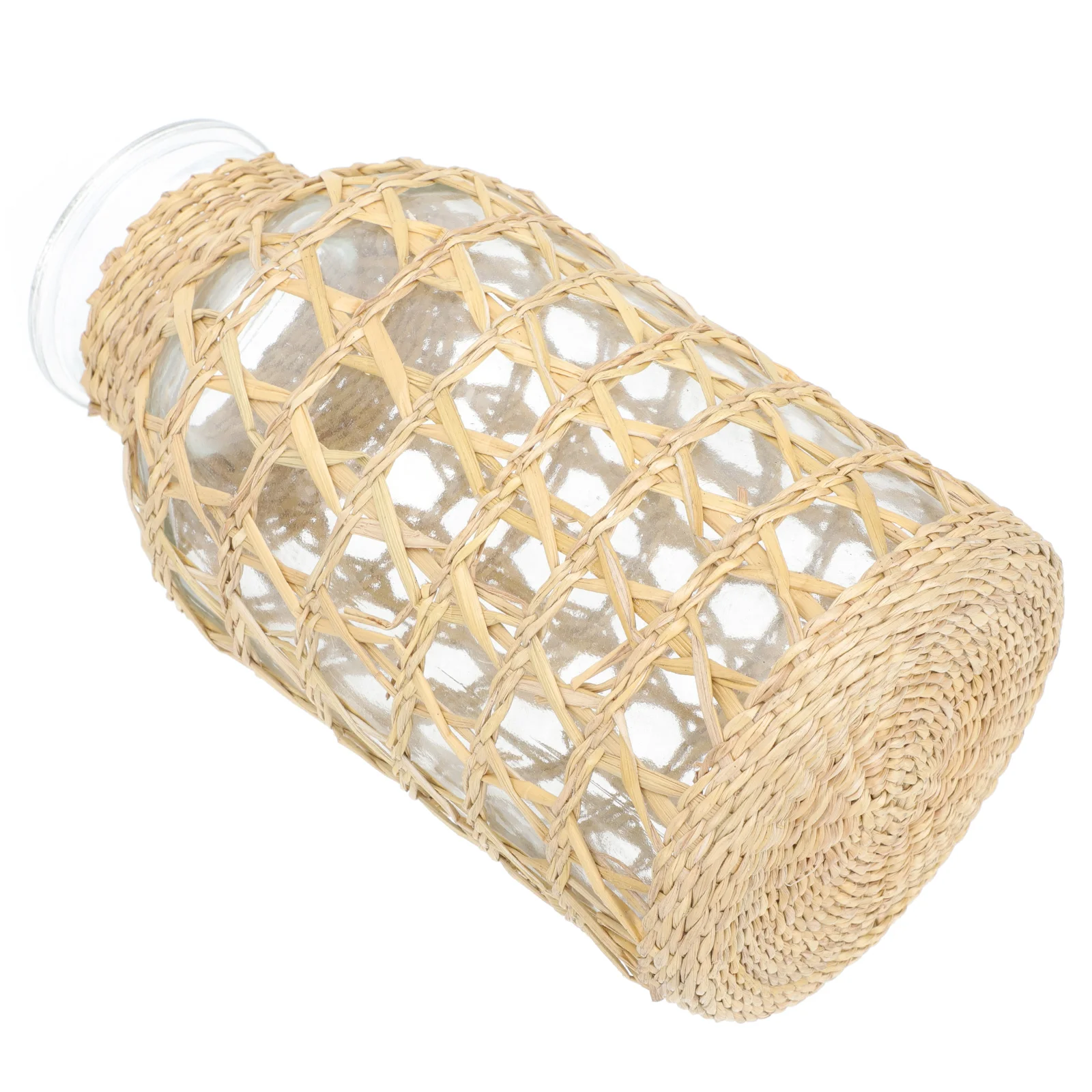 

Rattan Glass Vase Flower Vases Vintage Decor Floral Adornment Woven Ornament Container Ceramics Dining Table Water Planting