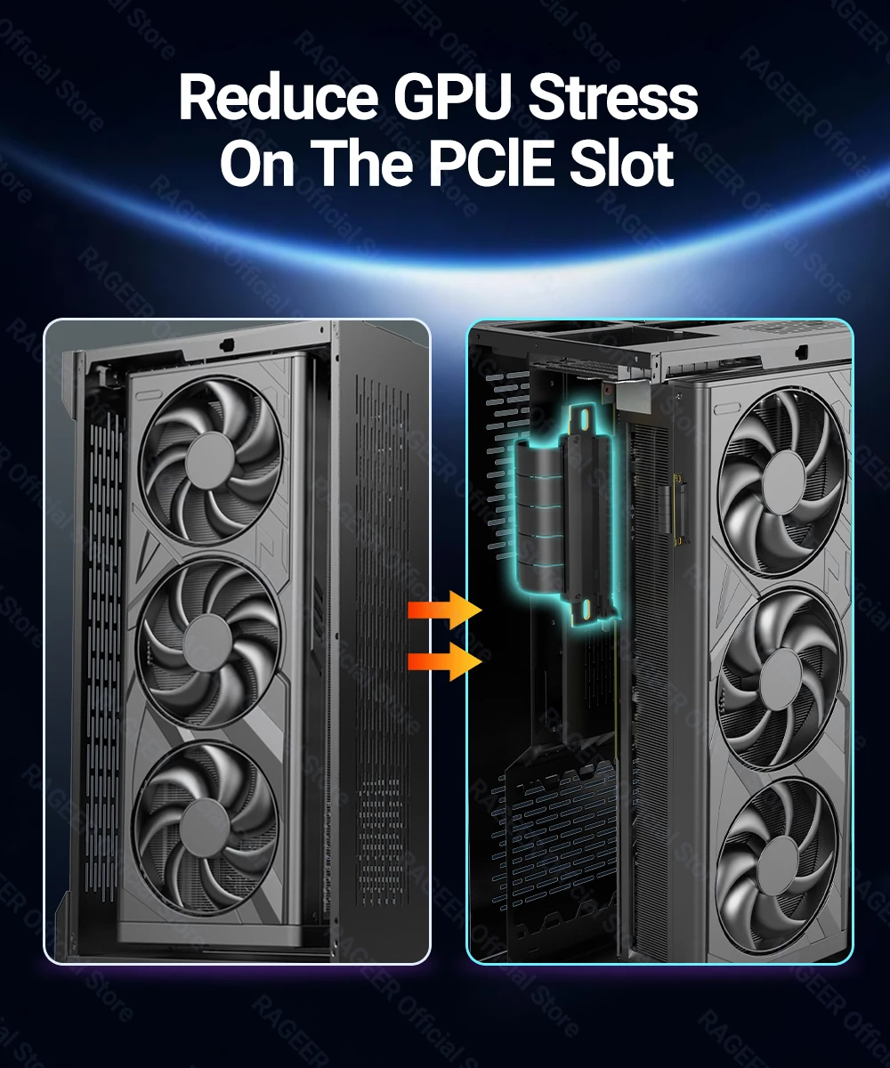 RAGEER PCIe 4.0 X16 Hochgeschwindigkeits-GPU-Riser-Kabel für PCIe 4.0/3.0 GPU für vertikale GPU-Montage-Grafikkarte mit RTX 40/30-Serie – Detail 5