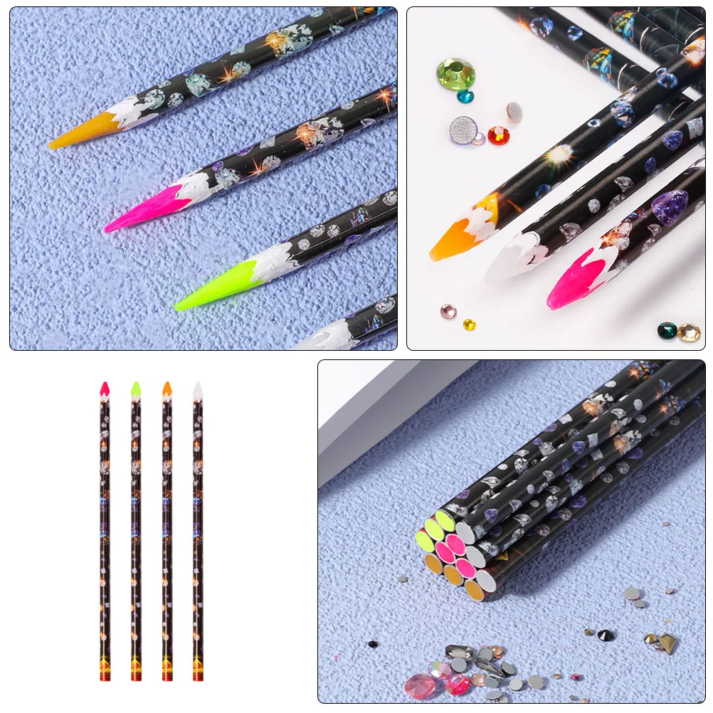4 Pcs Drilling Tool Nail Crayon Tools Paraffin Wax Pencil Rhinestone Picker 4