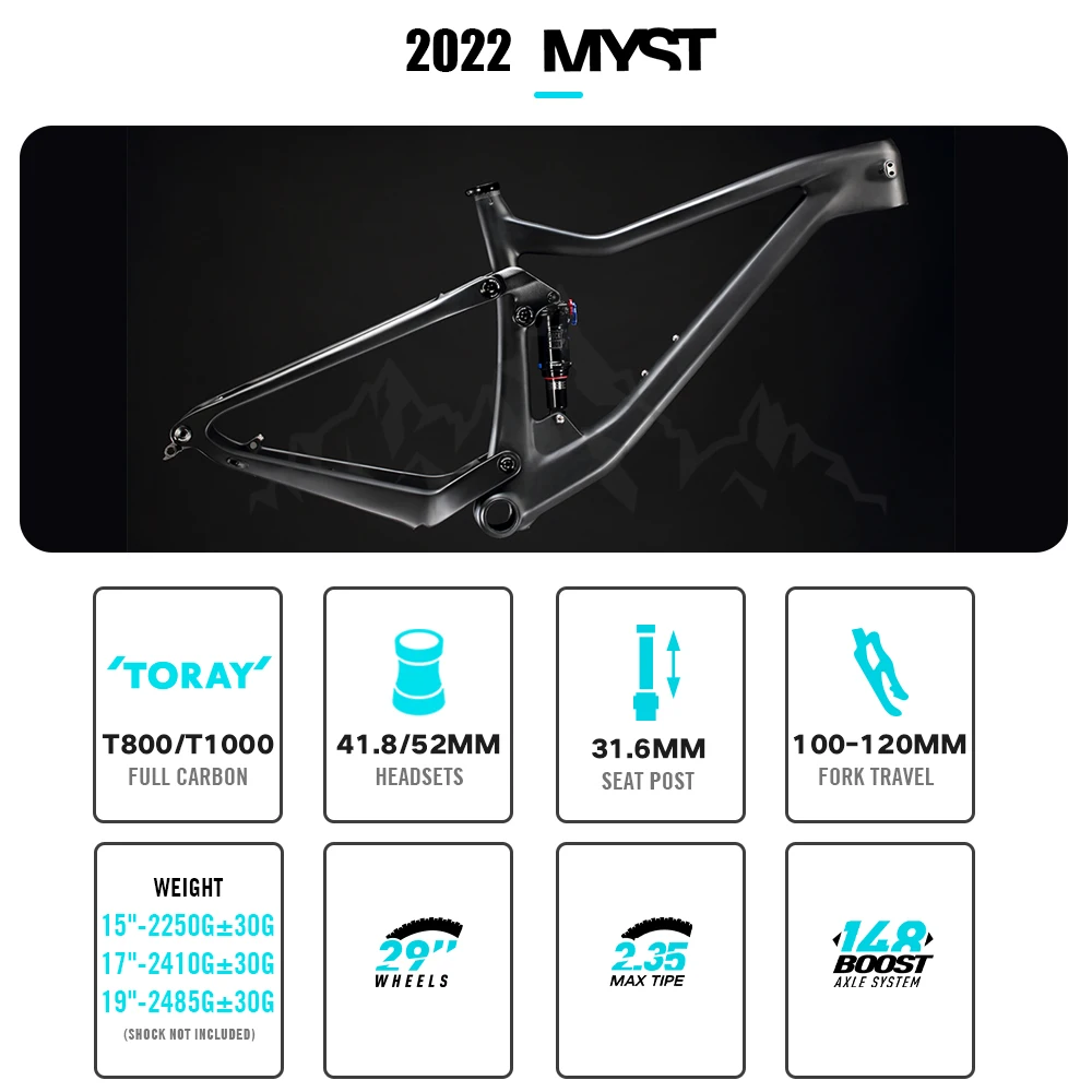 lexon MTB Frame XC Bike Frames Carbon MTB Full Suspension 29 Boost frame XC Cross country Trial frame rockshox DNM SHOCK