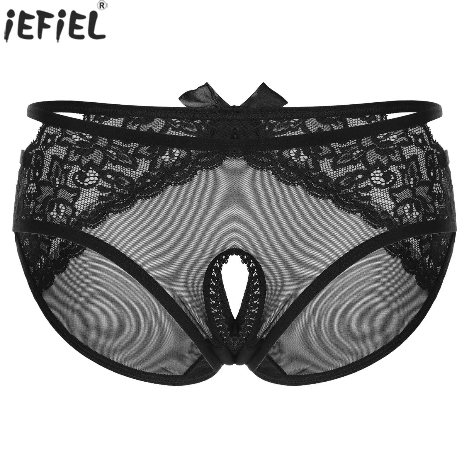

Женское нижнее белье с открытой промежностью, нижнее белье, кружевные лоскутные прозрачные сетчатые трусики с низкой талией, ажурные трусики