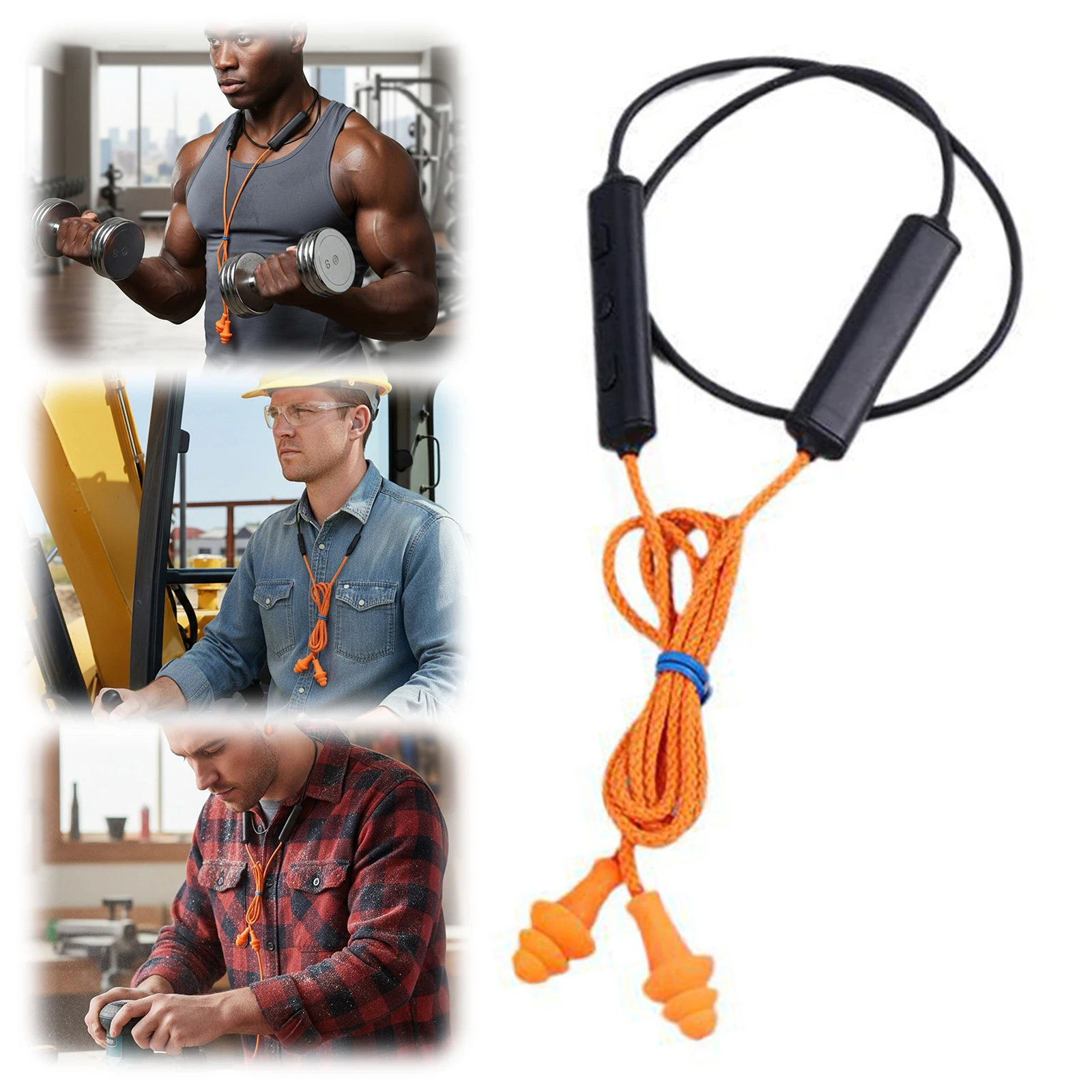 BT Portable Work Earplugs Lightweight Noise Suppression Earphone Ergonomics Neckband Wireless Earbuds For Hearing_voghion.com