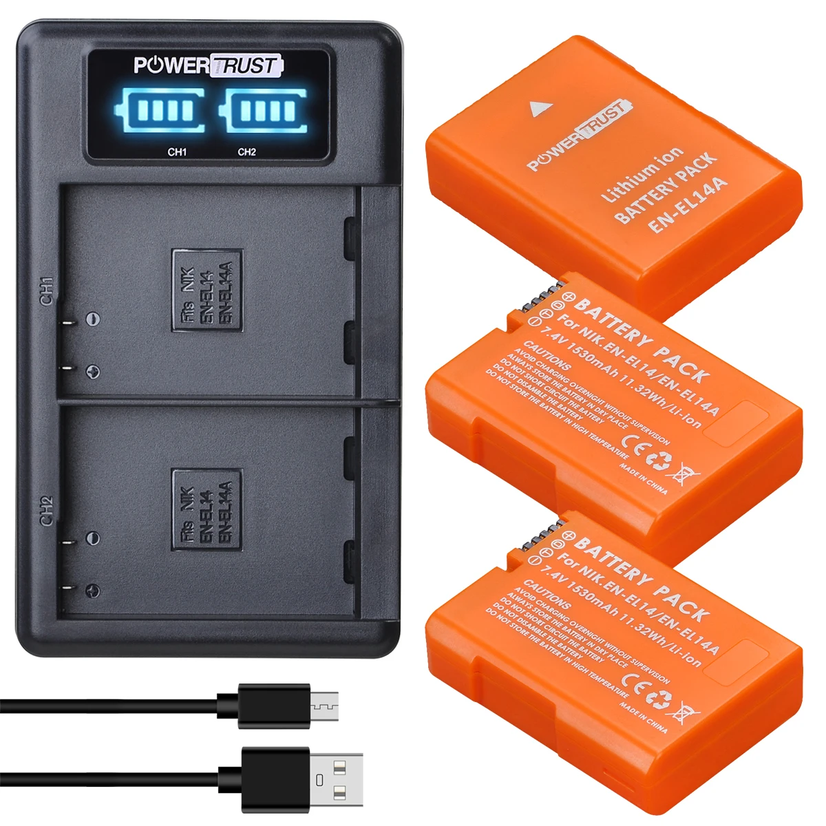 

EN-EL14A EN-EL14 Battery and Charger for Nikon P7700 P7100 D5600 D5500 D5300 P7000 Df D3500 D3400 D3300 D3200 D3100 D5200 D5100