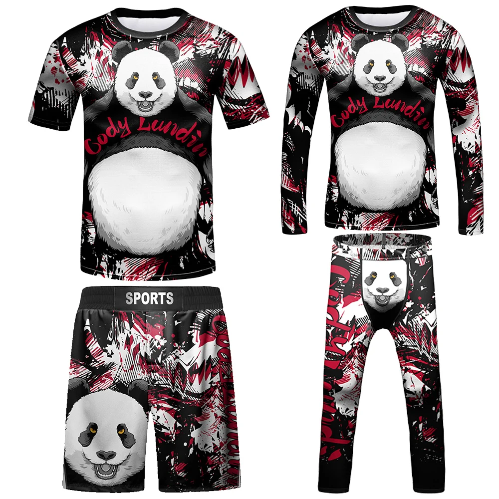 Compression Jersey MMA BJJ Fashion Boys Sets Baby Girl Clothing Set Kids Shorts Sports Bear Sweatshirt Pants 4Pcs Suits Outfits 6