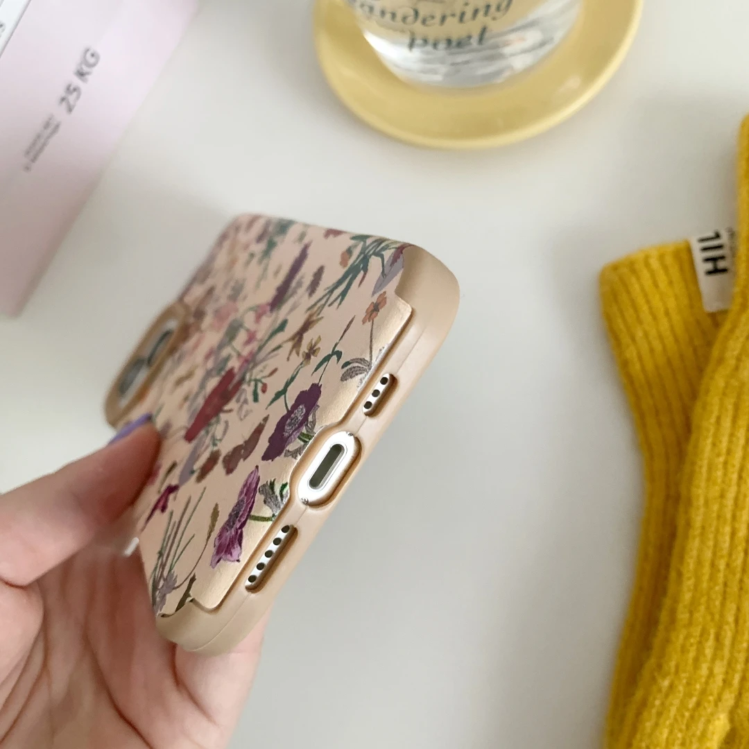 Vintage Flowers Leather Phone Case For iPhone