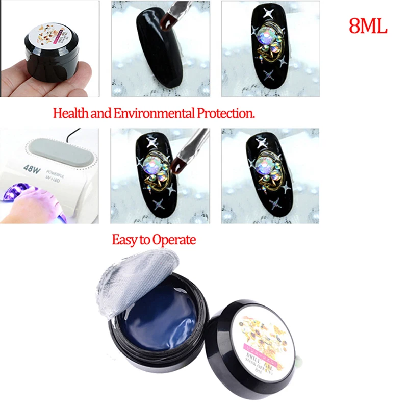 Super Sticky 8Ml Uv Gel Nail Polish Glue Crystal Adhesives Transparent Gel Nails