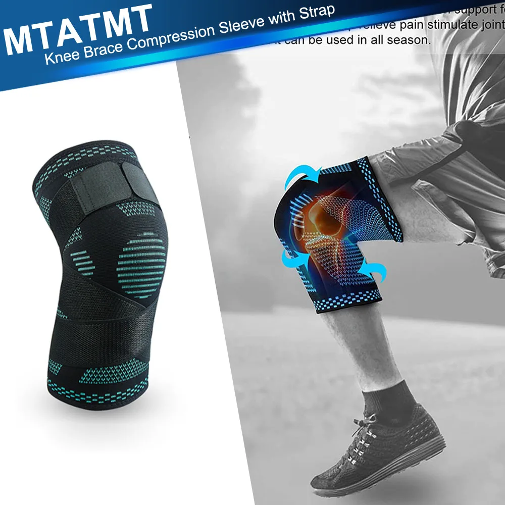

1Pcs Knee Brace Compression Sleeve Support with Strap for Pain Relief Meniscus Tear, Arthritis,Running,Basketball MCL,Jogging