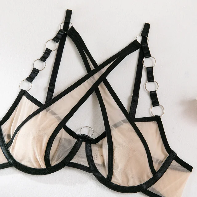 Contrast Colour Bra with Steel Ring Underwear Set 5