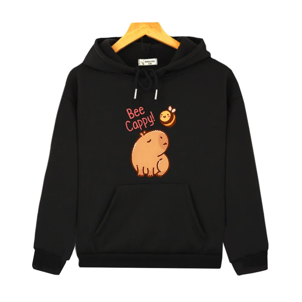 Felpe Con Cappuccio Bee Cappy Bee And Capibara Pun Be Happy Felpa Ragazza Maniche Lunghe Top Abbigliamento Neonato Y2K Abbigliamento Bambini Pullover