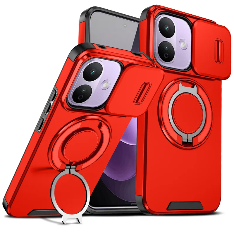 Shockproof Armor Case with Camera Lens Protection and Magnetic Car Mount Holder