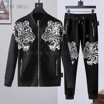 Plein Skull Primavera Autunno Girocollo Set Cappotto casual quotidiano da uomo in 2 pezzi Pantaloni casual Hip Hop Party Suit Marchio di lusso M-XXXL 1