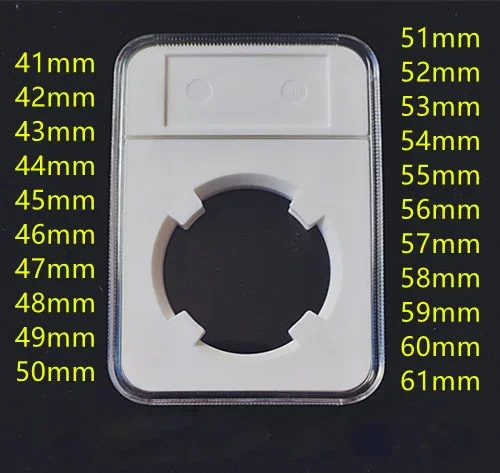 Big size 41-61mm Transparent Plastic Coin Holder Professional Coin Display Slab Grade Coins Storage Case Organizater case