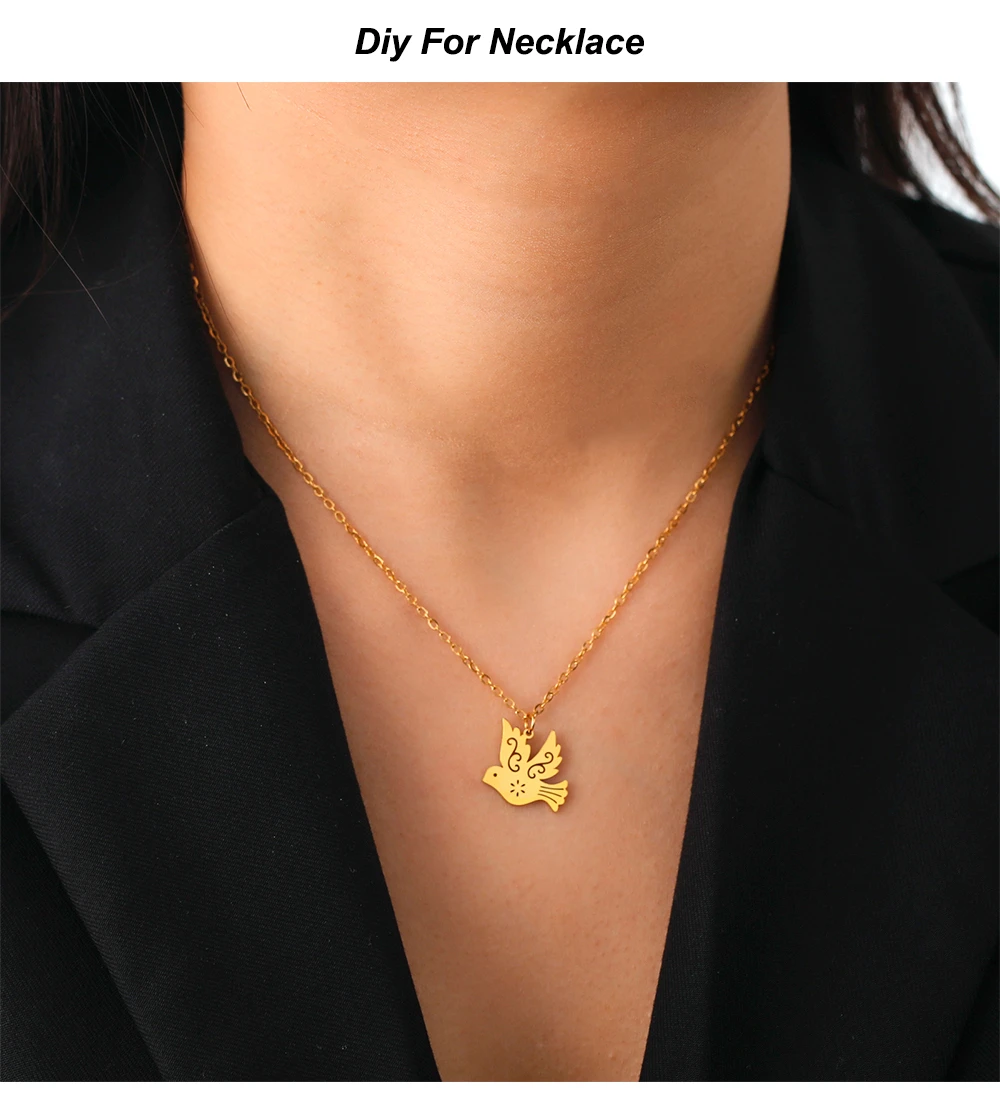 5 teile/los Großhandel Frauen Halskette Ohrringe Charms Edelstahl Vogel Charme Für Schmuck Machen Diy Tiere Anhänger Zubehör – Detail 10