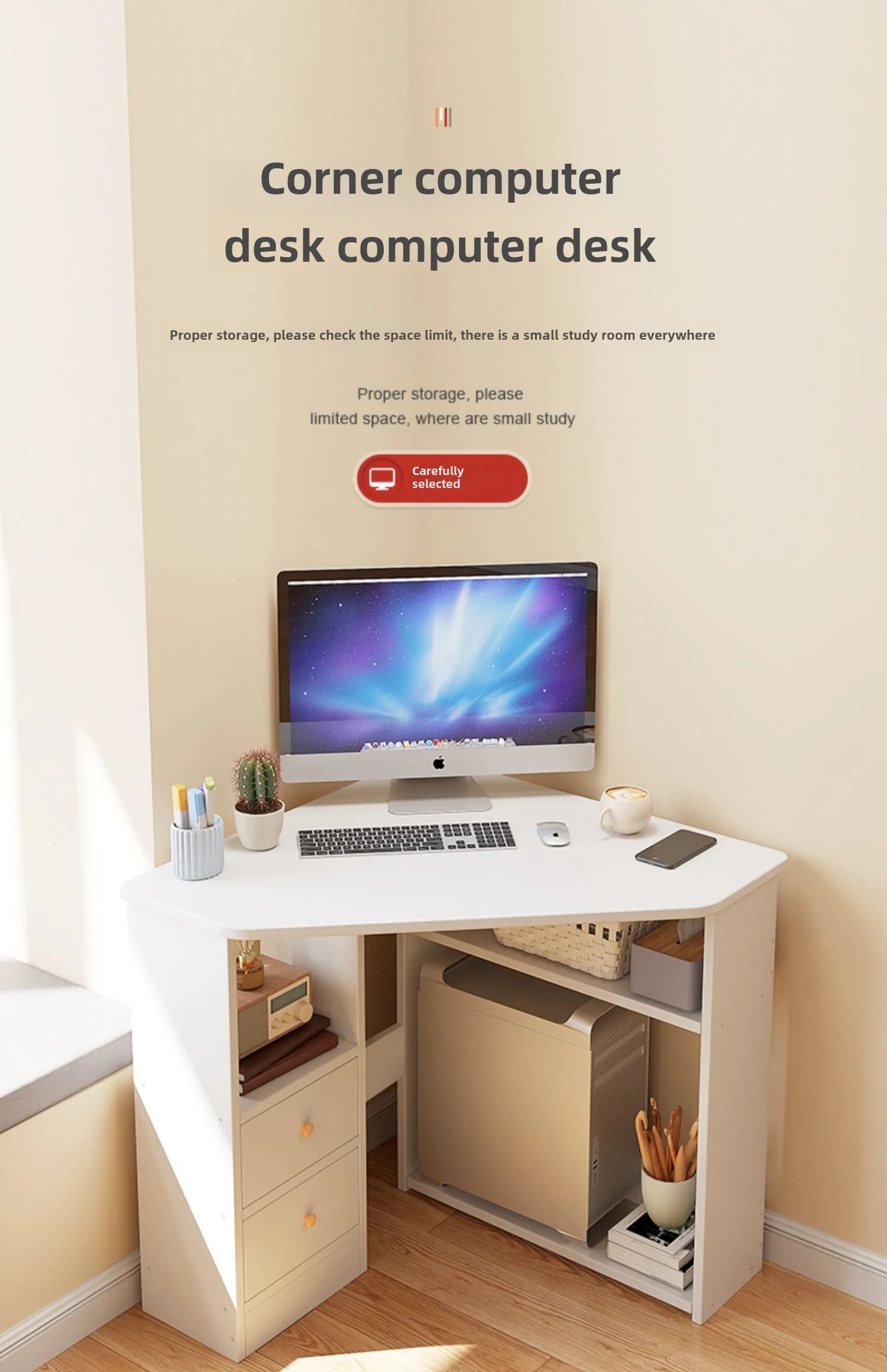 Modern Corner Desk with Bookshelf Storage for Home Office and Study Corner Writing Desk with Storage Shelves for Small Space
