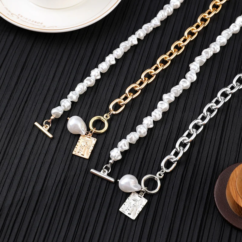 Perlen-Choker-Halsketten für Damen 2026 Vintage Geometrische Halsketten & Anhänger Vintage Goldfarben Collier Femme Schmuck – Detail 8