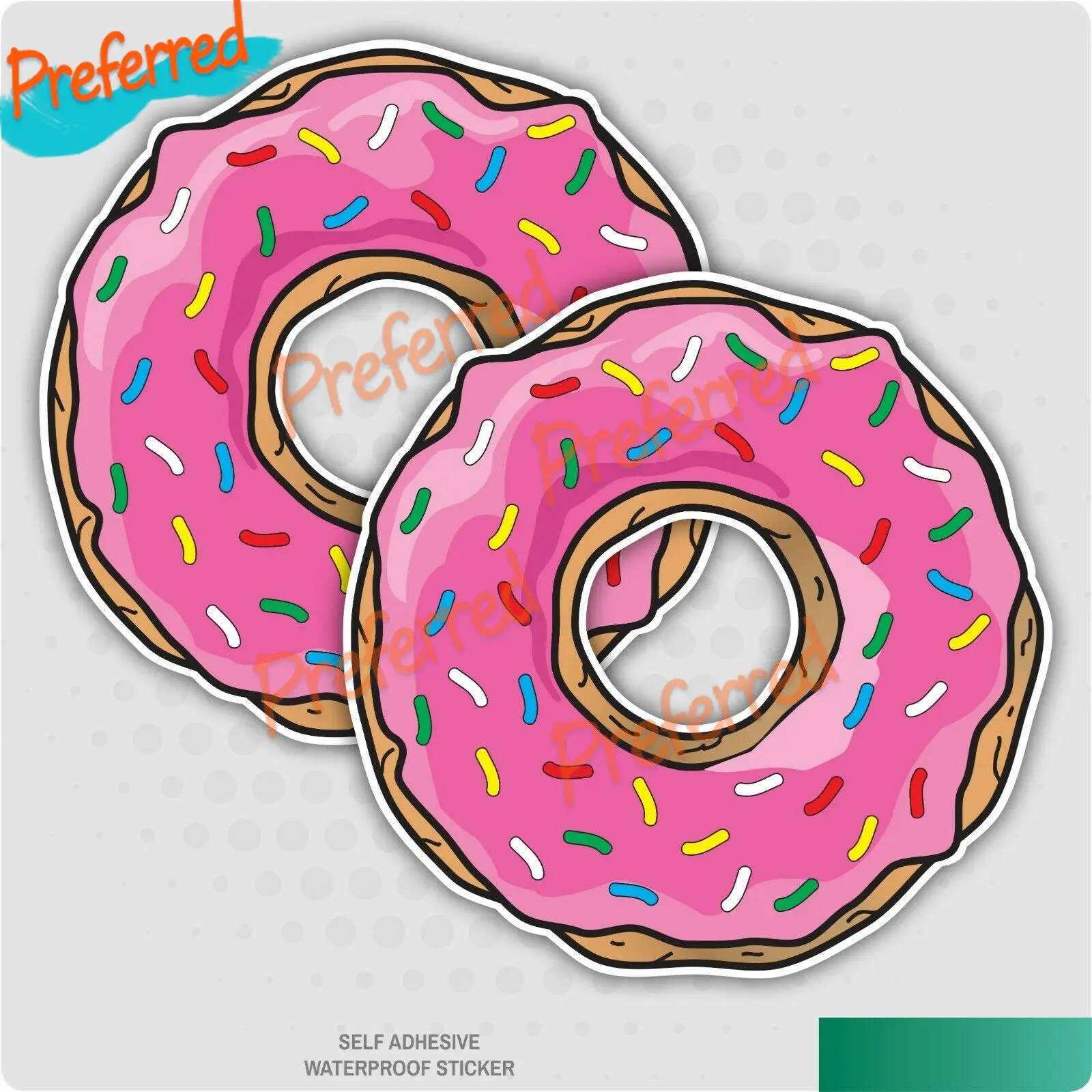 

2 X Donut Doughnut Stickers - Round Circle Car Van Lorry Vinyl Stickers Decals Vinyl Cover Scratches Waterproof PVC