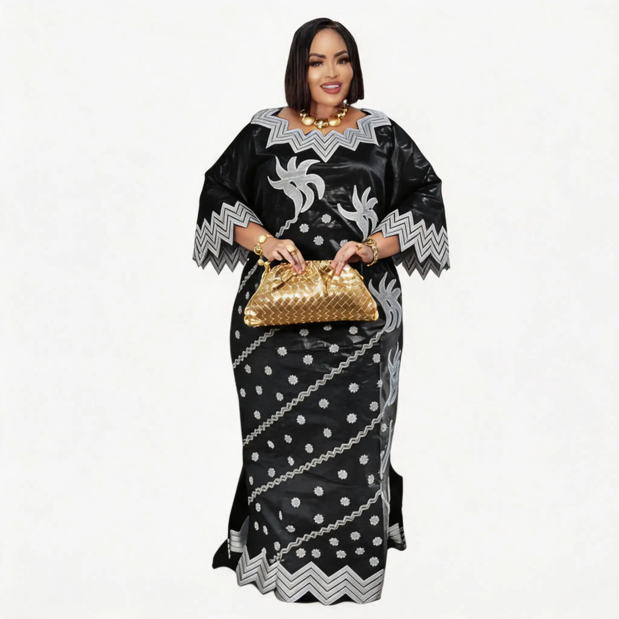 Robe africaine pour femmes, abaya brodée, grande taille, élégante, pour fêtes et cérémonies 1