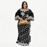 Robe africaine pour femmes, abaya brodée, grande taille, élégante, pour fêtes et cérémonies 1