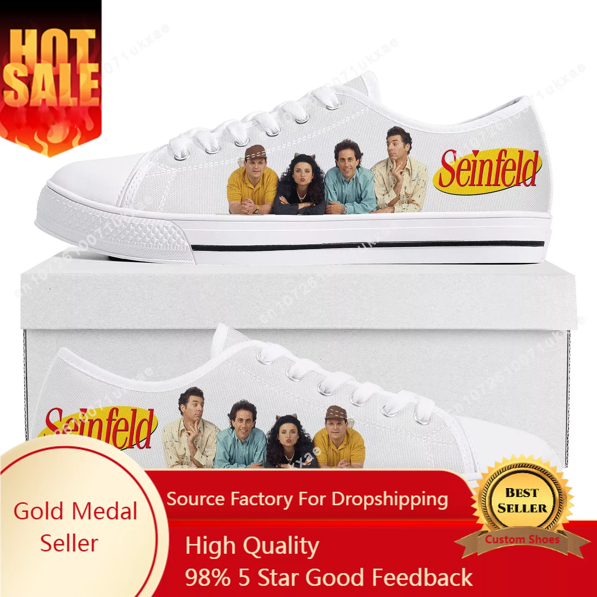 

Seinfeld Sitcom Low Top Sneakers Mens Womens Teenager Canvas High Quality Sneaker Casual Custom Made Shoes Customize DIY Shoe