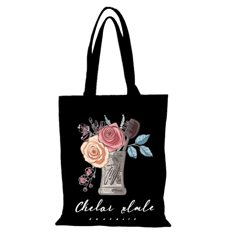Mode Geschenktasche Rose Damen Handtasche Mann Einkaufstasche Handtaschen Stofftaschen Eco Shopper Einkaufstuch Canvas Schulter Dame das neue – Detail 9