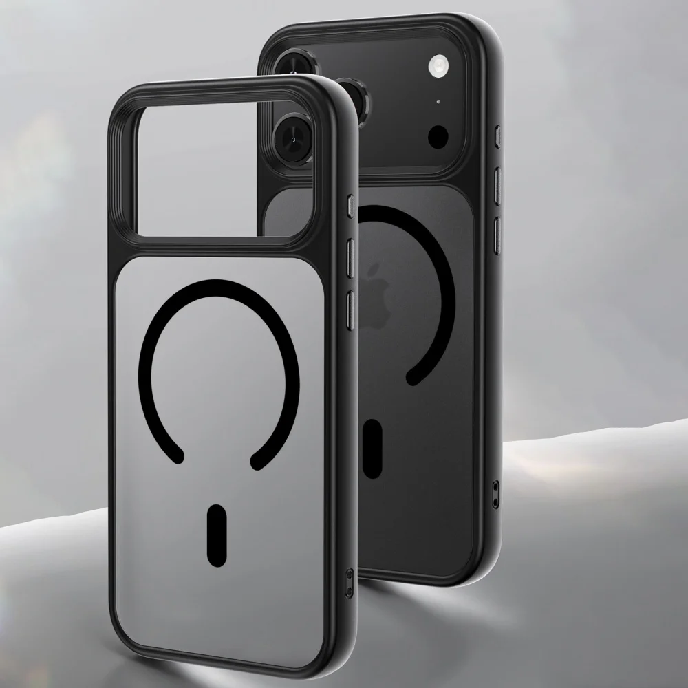 Magsafe-Compatible Shockproof Glossy Clear Armor Case with Magnetic Wireless Charging