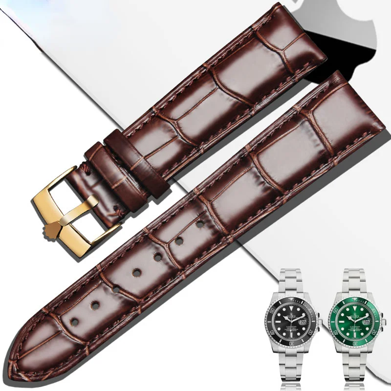 Uhgbsd Generic Leather Watch Strap For  Yacht-Master With Daytona Water Ghost Log-Type Bracelet 20Mm Compatible Smartwatch