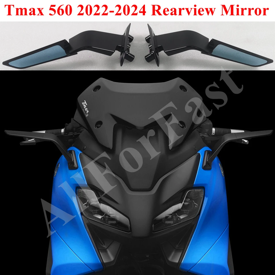 AEME For Yamaha TMAX 500 530 560 TMAX500 TMAX530 TMAX560 Metallic Adjustable Motorcycle Rear View Mirror Side Mirror Handle Bar Mount(Blue - View #9