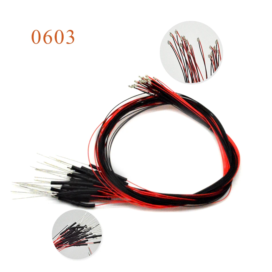 10pcs 0402 0603 0805 1206 With 1.5k Resistance SMD Lamp Wired Micro Led Pre-soldered Micro Litz 12V for Gundam Scene 3